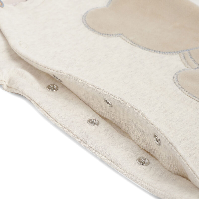 Boys Light Natural Applique Front Opening Babysuit image number 3